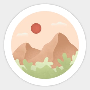 Mountains in pink sky Sticker